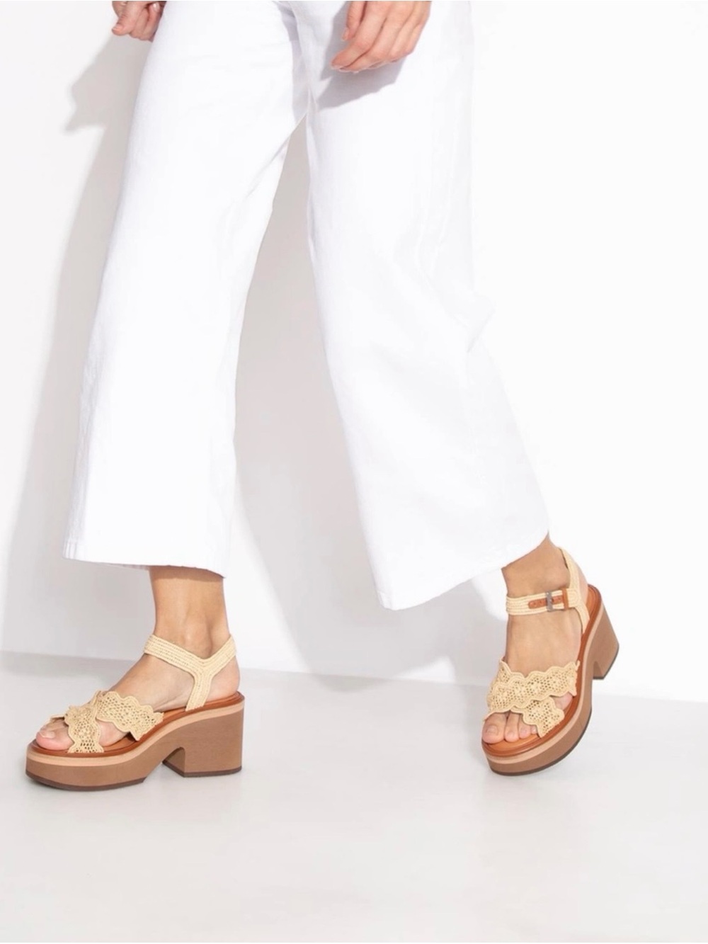 Robert Clergerie Charlize Raffia Platform Sandals EU 40.5 Beige $568 France - Picture 3 of 7